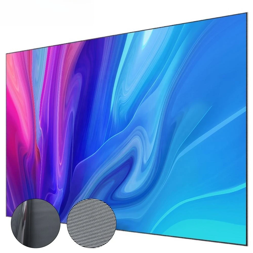 100-120inch ALR UST Projector Screen PET Crystal CLR Ambient Light Rejecting Fixed Frame for Ultra Short Throw Laser Projectors