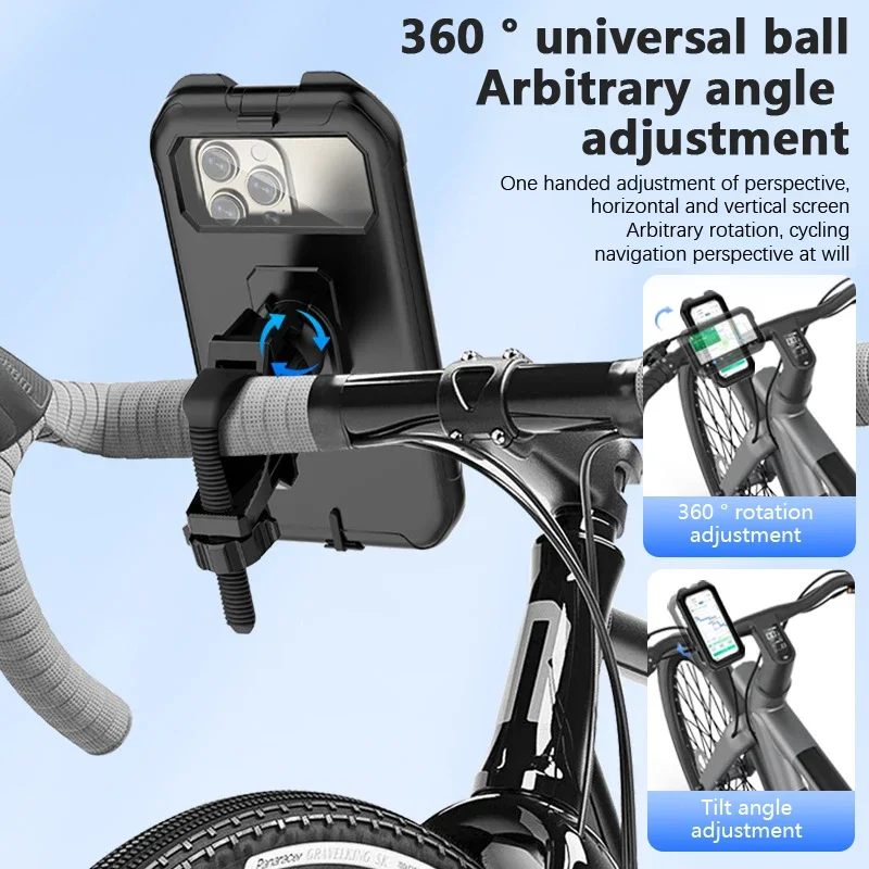 Waterproof Motorcycle Bicycle Phone Holder 360° Rotating Adjustable GPS Stand For iPhone Xiaomi Outdoor Riding Navigation Holder