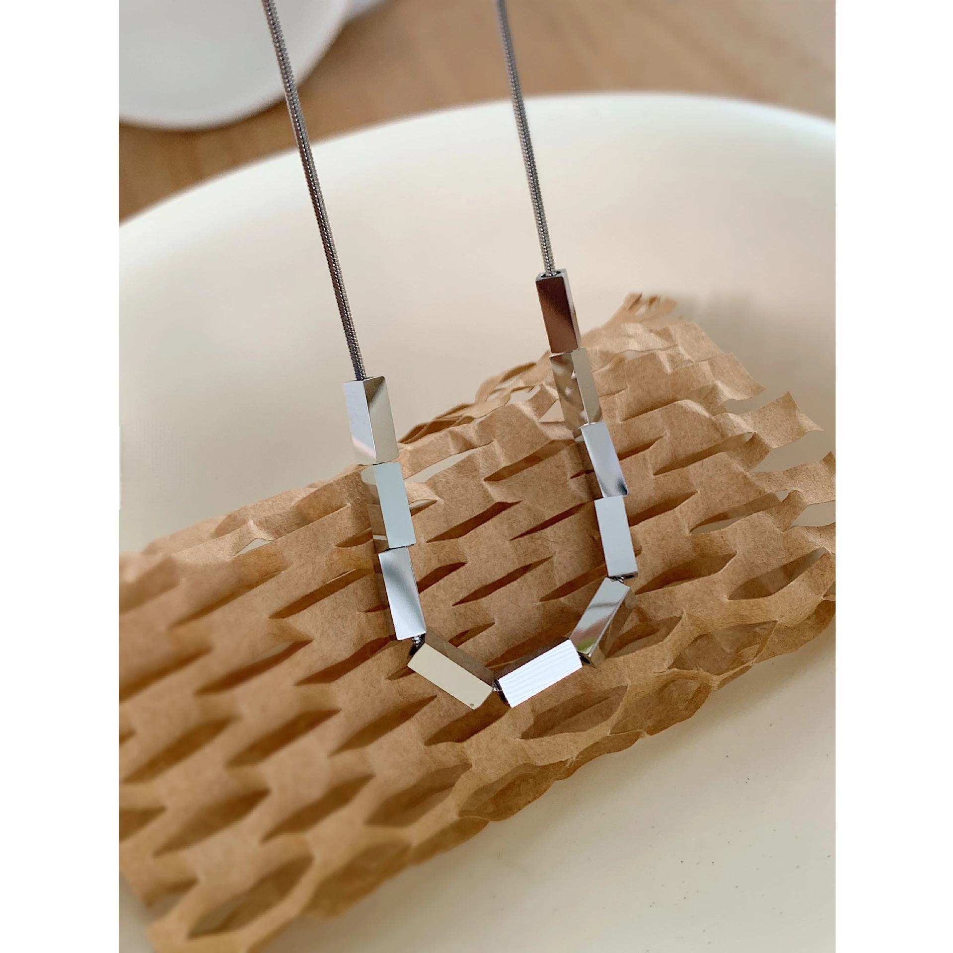 Small Square Necklace Bull Polishing Shiny Simple Snake Bone Chain Niche Design