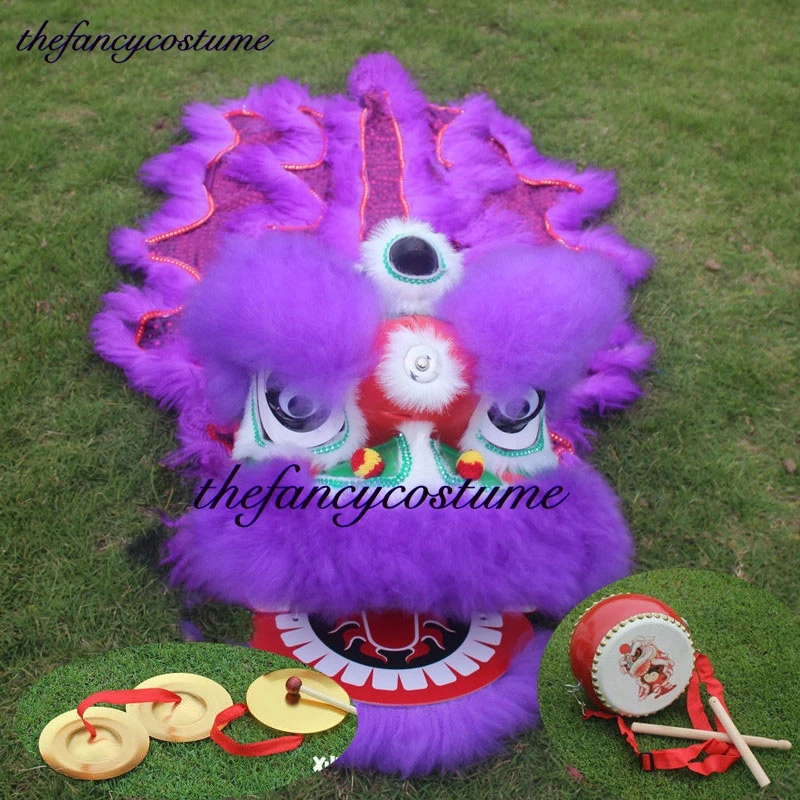 

14inch Chinese Lion Dance Drum Gong Costume wzplzj Child Kid 5-12Age Cartoon Family Props Outfit Dress Party Carnival Festival