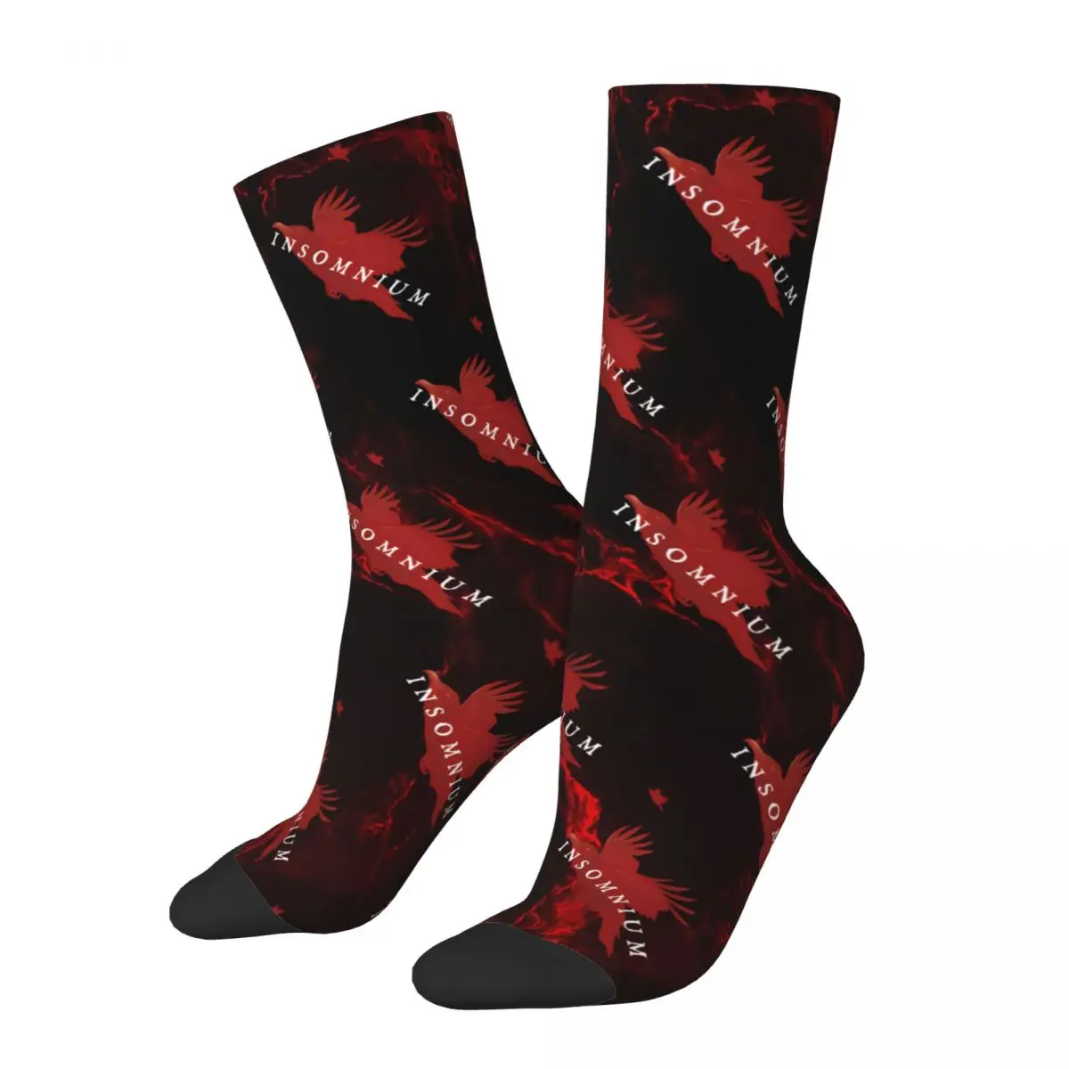 

Crazy compression Raven Of Band Sock for Men Harajuku Insomnium Seamless Pattern Crew Sock Casual