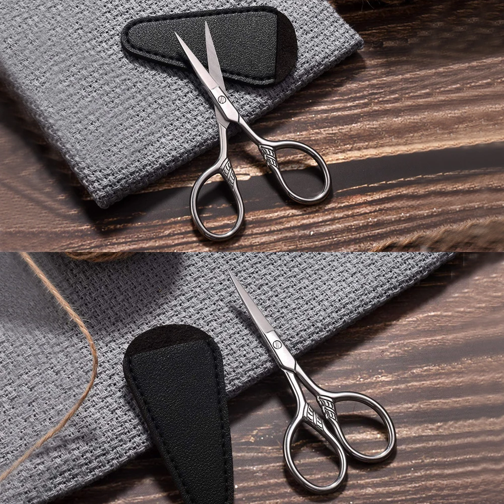 1Pcs Stainless Steel Beard Scissors Hair Shaving Small Scissors Professional Makeup Eyebrows Nose Nail Cuticle Cut Manicure Tool