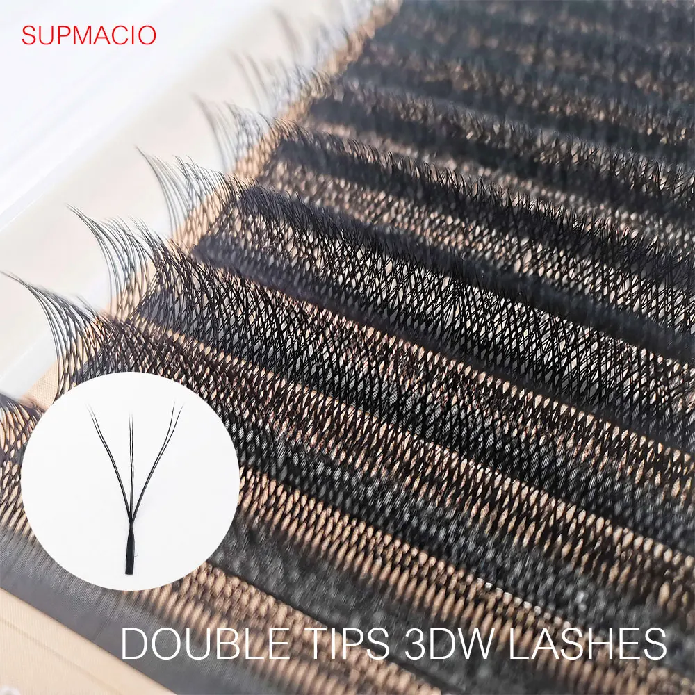 

Supmacio 6d w eyelash extensions double tips 3d w 0.07mm C/D curl blister w 6d wire for eyelash extension cilia