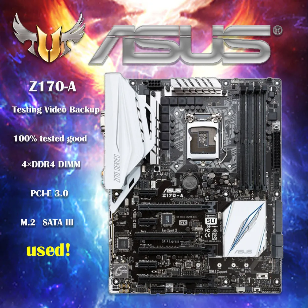 

Материнская плата Asus Z170-A для настольных ПК Z170 с разъемом LGA 1151 i7 i5 i3 DDR4 64 ГБ SATA3 USB3.0 ATX