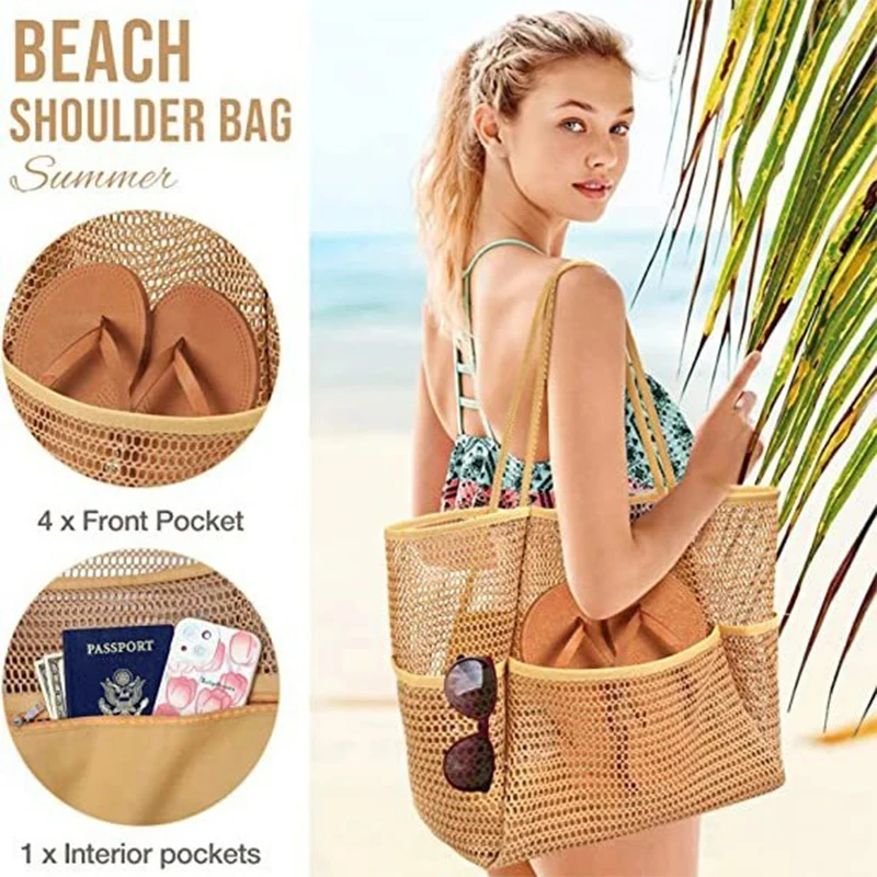 Ladies Handbag New Fashion Mesh Beach Bag Ladies Washing Swimming Waterproof Clothes Storage Shoulder Bag Tote Designer Bag