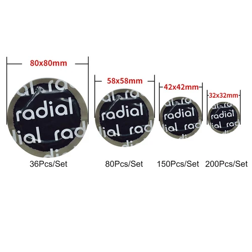Imagen 2 del producto Juego de parches de reparación de neumáticos, goma Natural Universal, redondos, sin cámara, 32mm, 42mm, 58mm, 80mm, 1 Juego
