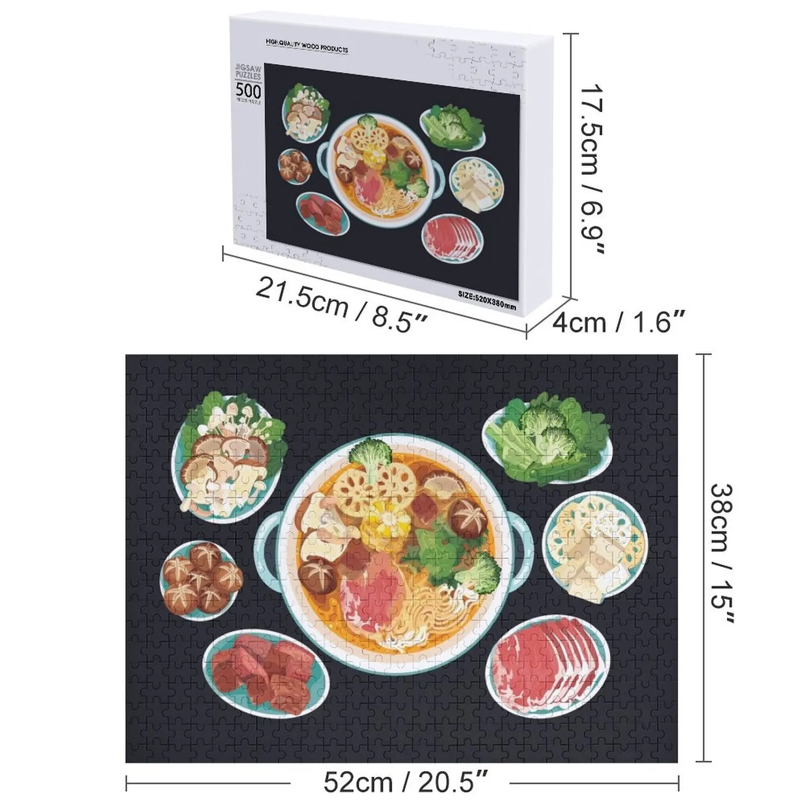 أحجية الصور المقطوعة ذات الوعاء الساخن الآسيوي، هدايا مخصصة من الخشب المخصص للأطفال، لغز الذكاء