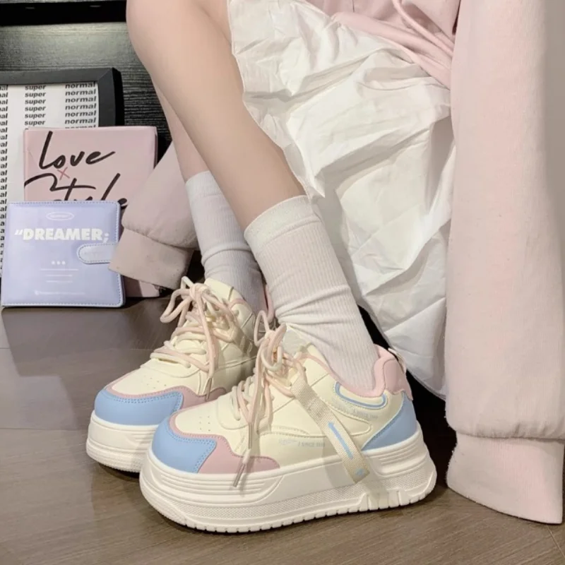 Zapatillas Autumn Women Skateboard Shoes Platform Casual Sneakers Fashion Breathabe Round-toe Vulcanized Shoes Women's Trainers view 2