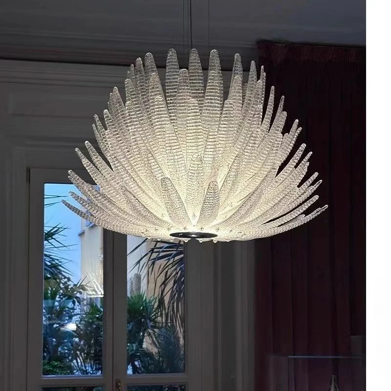 Modern Luxury Crystal Feather Chandelier Creative Art Pendant Light Home Living Room Bedroom Hotel Decor Ceiling Hanging Lamp