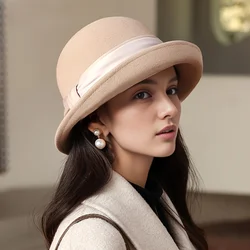 Fisherman's Hat Women's Autumn and Winter New Versatile Warm Wool Basin Hat Foreign Fashionable Curled Edge Hat Children's Fashi