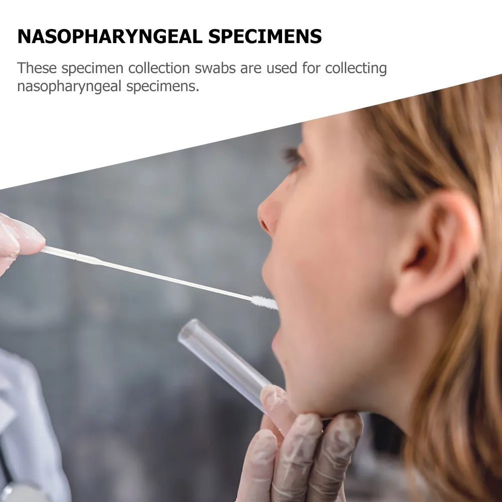 50pcs Disposable Nasal Swabs Flocking Collection Sampling Pharynx Lightweight Portable Sterile Individually Wrapped