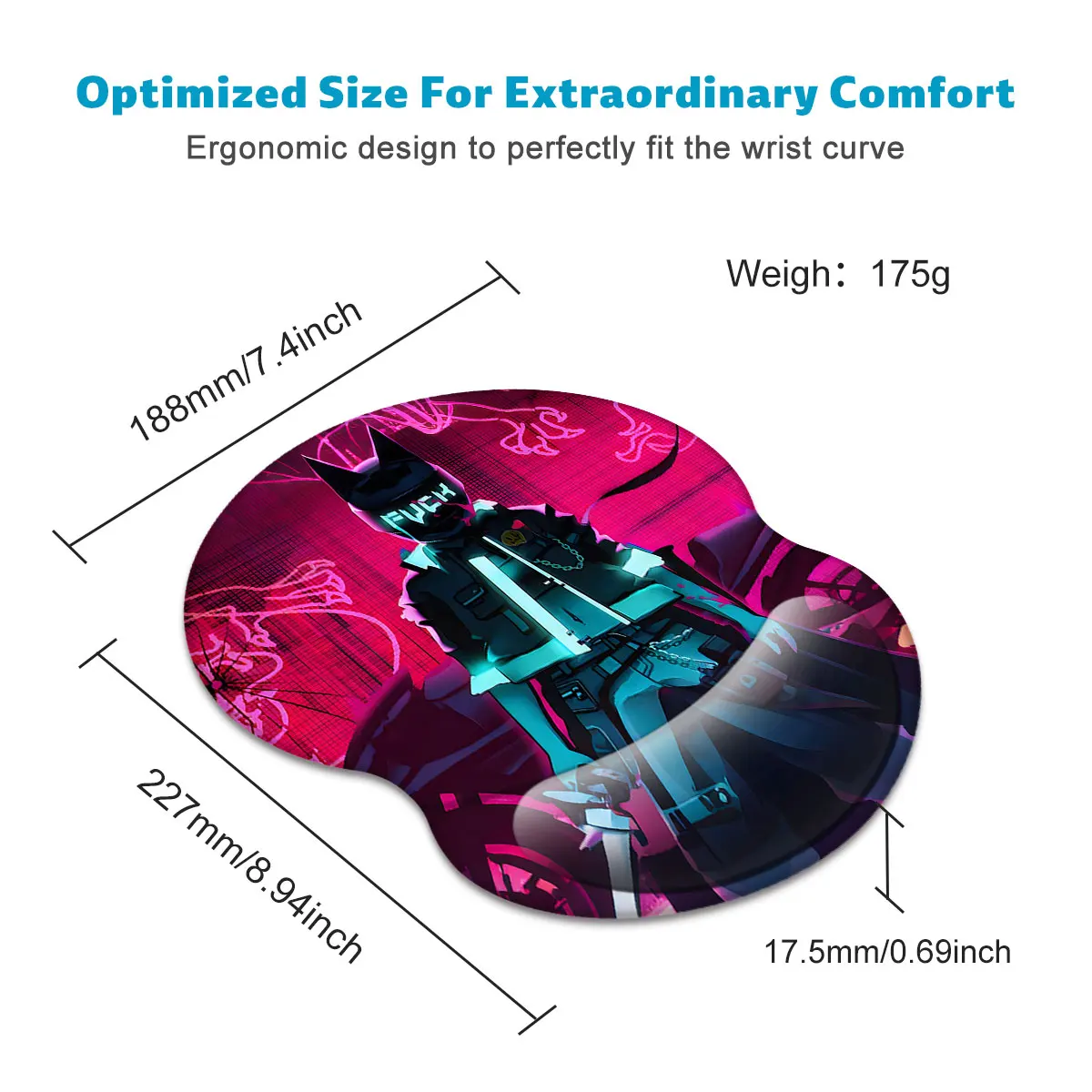 1pc Cool Blue Robot Mouse Pad Wrist Ergonomic Soft Anti-Slip Wrist Rest Support Mat Computer Mouse Pad For Office  PC Gift