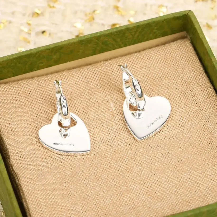 

Europe Designer 925 Silver Heart Earrings Women Top Quality Luxury Jewelry Boutique Trend