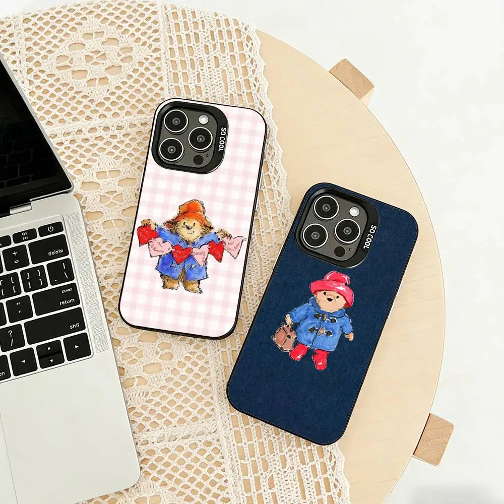 

P-Paddington Bear Cut Phone Case For iPhone 17,16,15,14,13,12,11 Plus,Pro Max,XS,Colored silver phone case