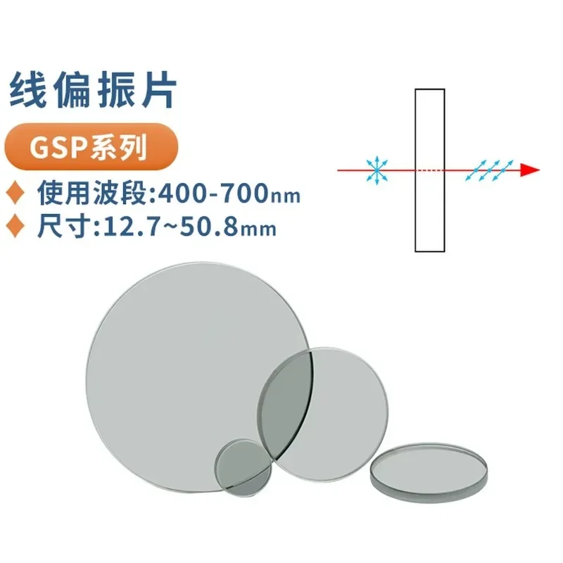 GSP-Linear Polarizer Polarizer Diameter 12.7/25 4/50.8 mm Wavelength 400~ 700nm Extinction Ratio 1000:1 (1PCS)