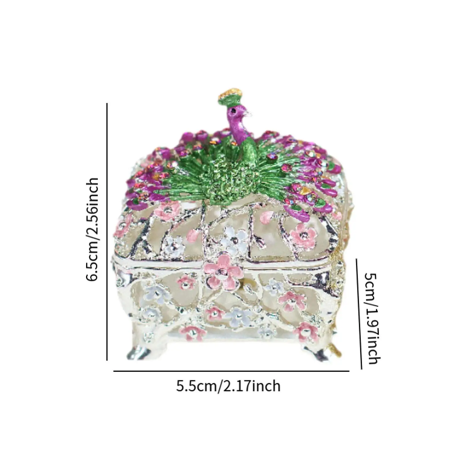 Шкатулка для драгоценностей, подарочная элегантная шкатулка для безделушек с павлином для колец, браслетов, ожерелий