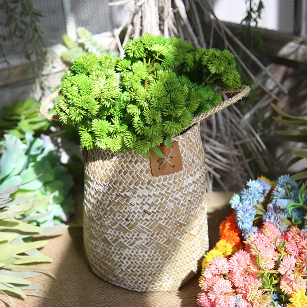 

Multifunctional Handmade Seagrass Braided Basket Flower Pot Large White Laundry Storage Container Home Decor Desktop Floor