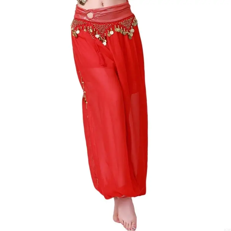Costumes danse du ventre Belly Dance Coin Lantern Pants Split Sequins Harems Pantal