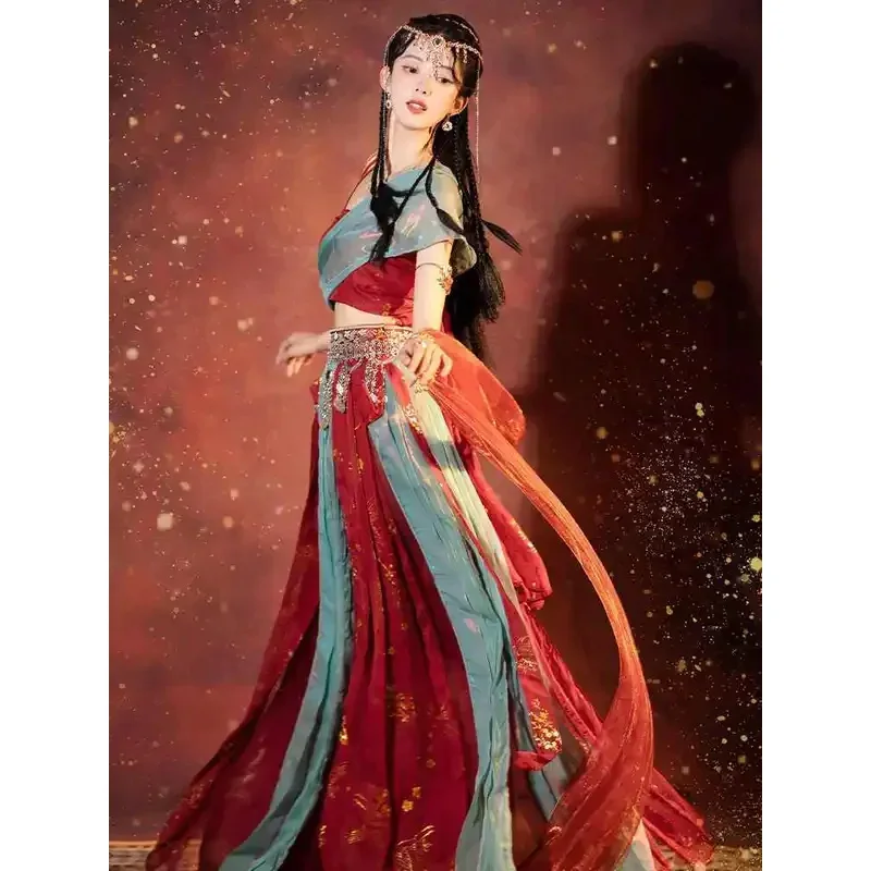 

New Chinese elements improved Hanfu female ancient princess exotic style cos Dunhuang flying dance photo costume
