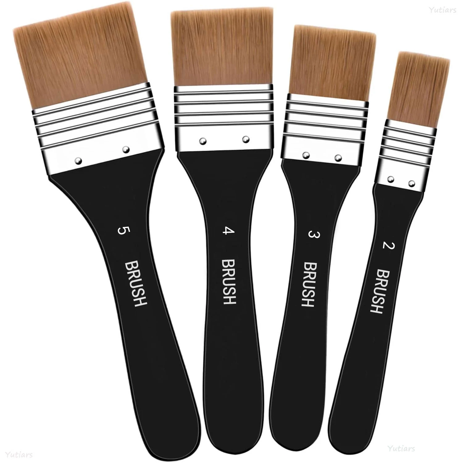 Flat Bright Paint Brushes with Wooden Handles, Professional Craft Basecoating Brushes Suitable for Acrylic, Oil, Watercolor Pain