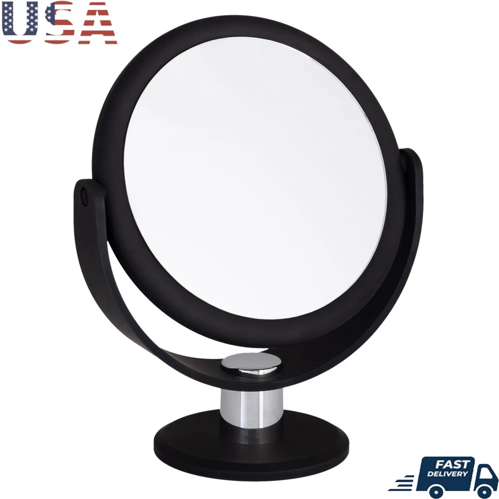 

7 Inch Freestanding Vanity Mirror Dual Sided 1X 10X Magnification Rubberized Coating Perfect Makeup Eyebrows Dresser Desk
