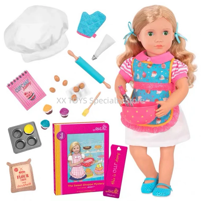 Our Generation Deluxe Poseable Jenny Doll 18-Inch with Baking Accessories and The Sweet Shoppe Storybook Girls Play House Toys