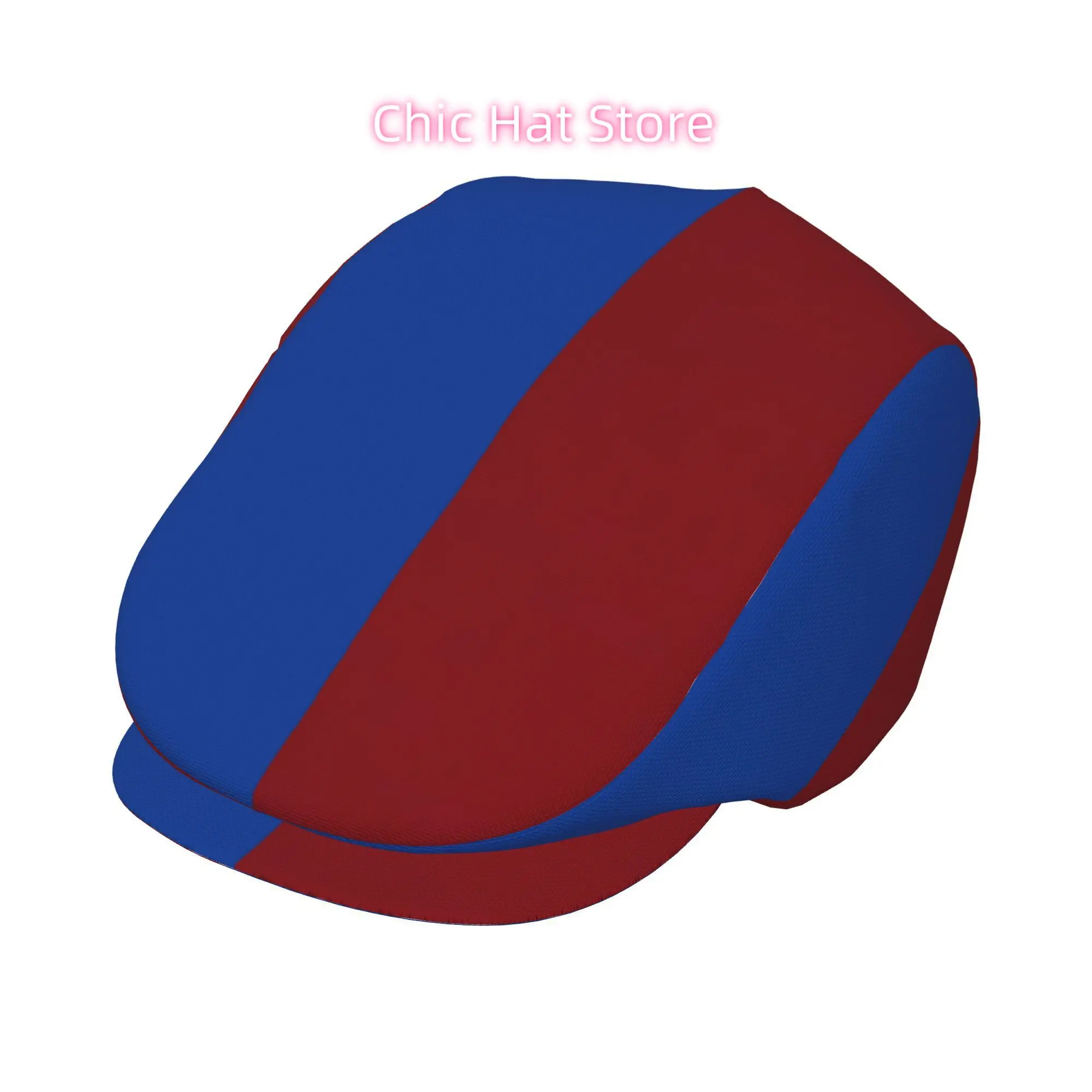 Blue Red Two-Tone Stripes 1pc All-Over Print Flat-Top Hats for Men And Women, Newsboy Caps, Berets, Irish Hats, Driver Caps, Men