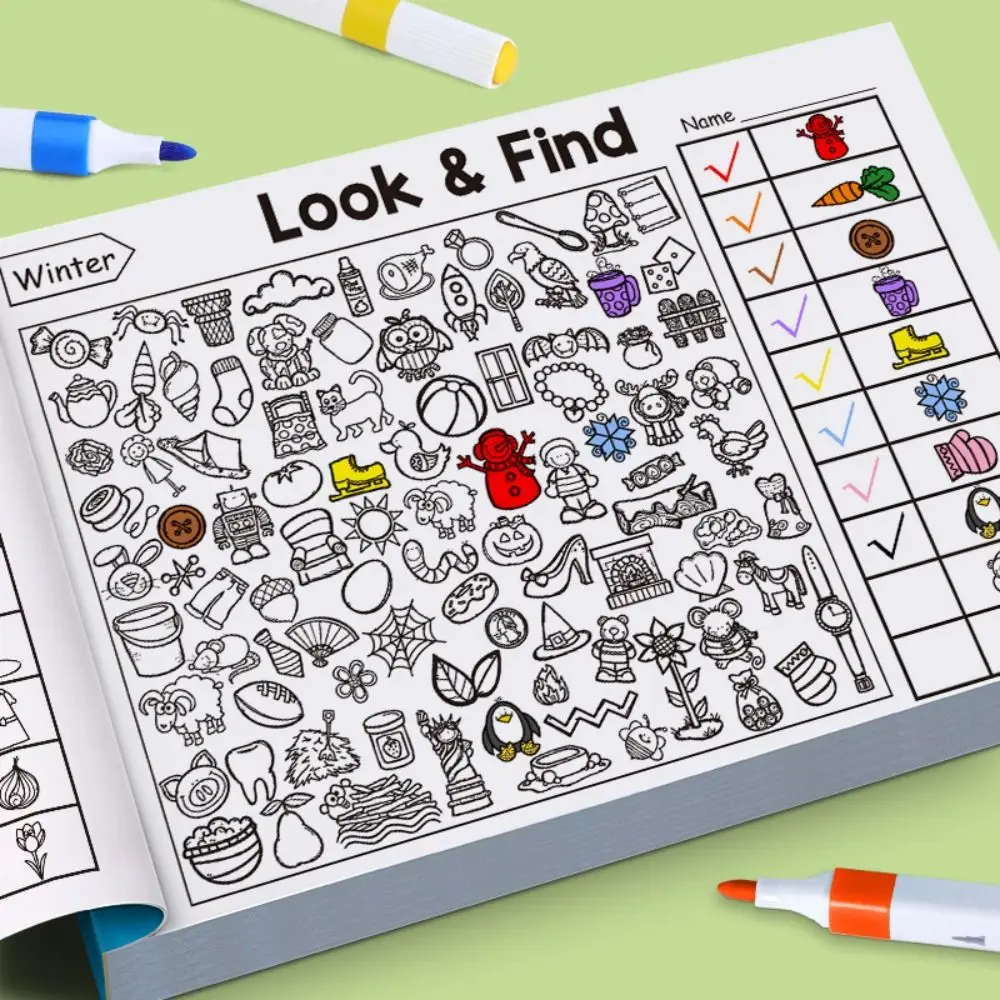 Look and Find Children's Search for Items Game Visual Perception 32 Pages Fun Coloring Book Focus and Attention