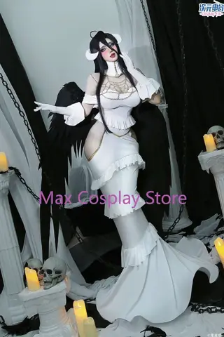 Max Cos Overlord Albedo Cosplay Kostym Peruk Kvinnor Klänning för Halloweenfest 10 best sales albedo peruk - №10