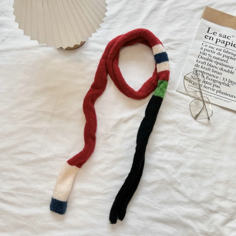 مخطط أفخم وشاح ضيق رقيقة الأوشحة الطويلة موضة الكورية معطف شتوي وشاح عادية الشارع منديل غير رسمي للرجال والنساء #3