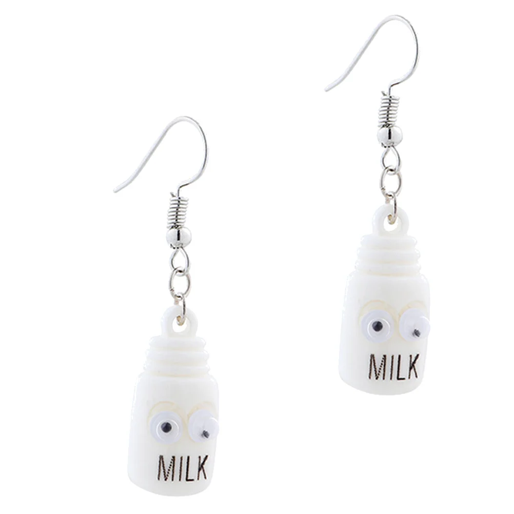 1 زوج الأبيض زجاجة الحليب الأقراط هندسية استرخى النساء الأذن ترصيع الأزياء والمجوهرات ديكور للاستخدام اليومي
