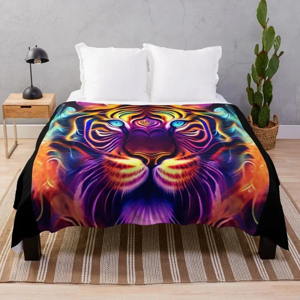 

Fiery Tiger Throw Blanket