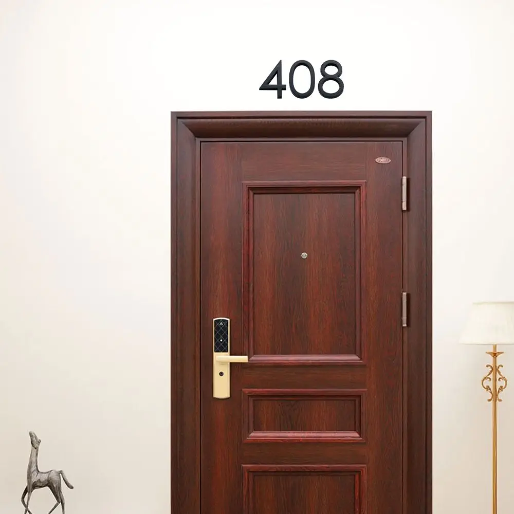 4 Inci/10Cm Mode ABS Akrilik Perekat Diri Tag Angka Label Pintu Tanda Pelat Nomor 0 Hingga 9