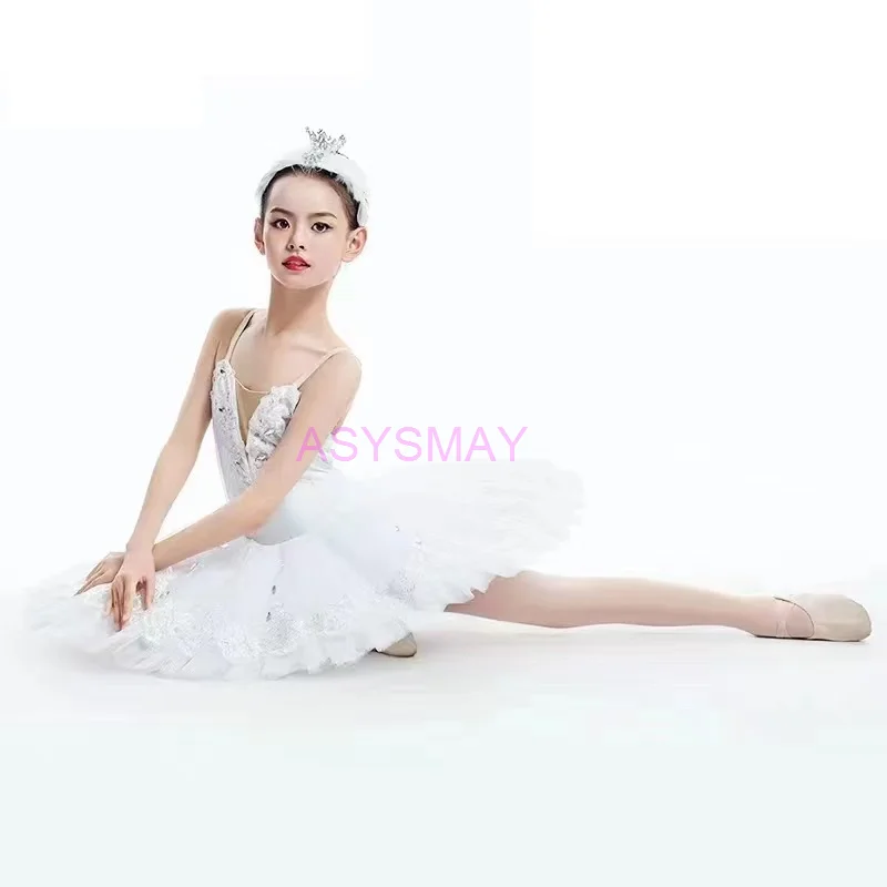 Classic Professional Ballet Tutu Adult Kids White Swan Lake Pancake Tutu Ballerina Party Dance Costume Ballet Dress Women Girls