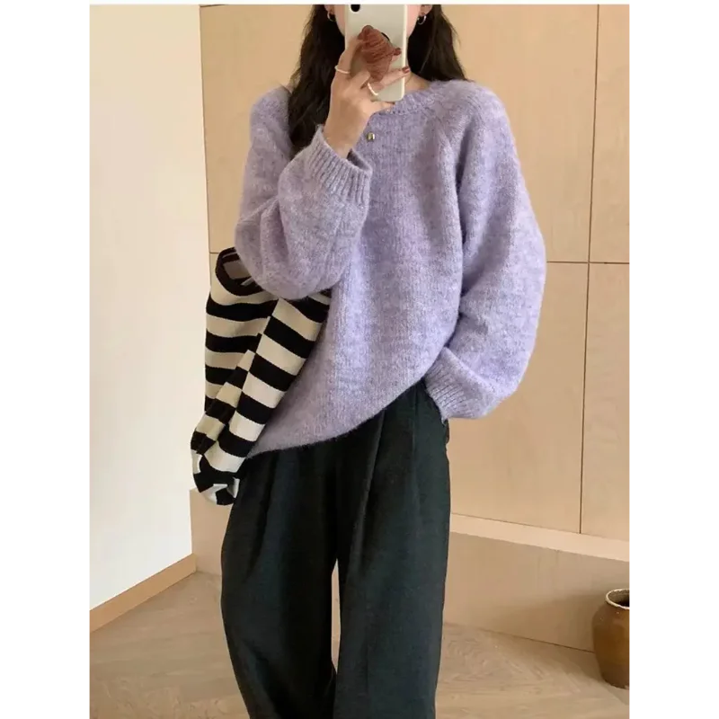 

Women's Loose Thick Sweater Lazy Style New Autumn Winter Korean High End Niche Soft Knit Top