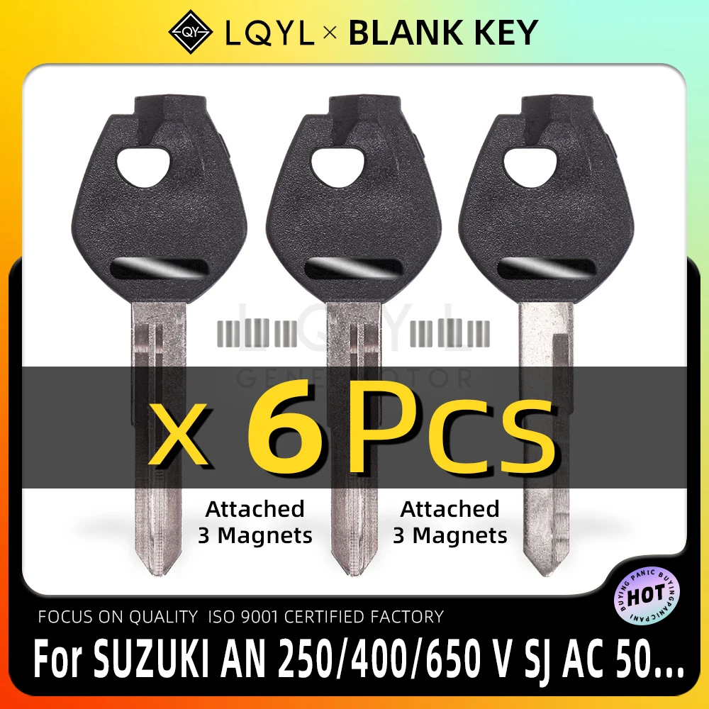 Llave negra de repuesto para SUZUKI, cerradura antirrobo magnética AN250 AN400 AN650 Burgman Sj50 V125S V50 AG50 60Single V125G, 6 uds.