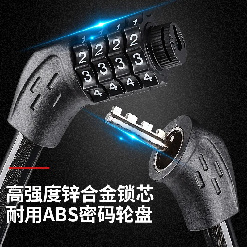 Bicycle 4 Digit Code Anti-theft Lock Bike Security Accessory Steel Cable Cycling Bicycle Lock Thickened Steel Wire