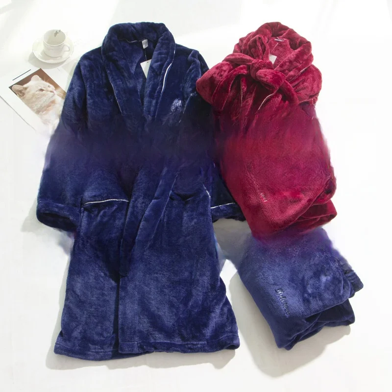 men's-plus-size-thiened-flannel-spwear-coral-fce-robe-pants-long-sve-v-ne-home-clothes-winter-leisure-polyester