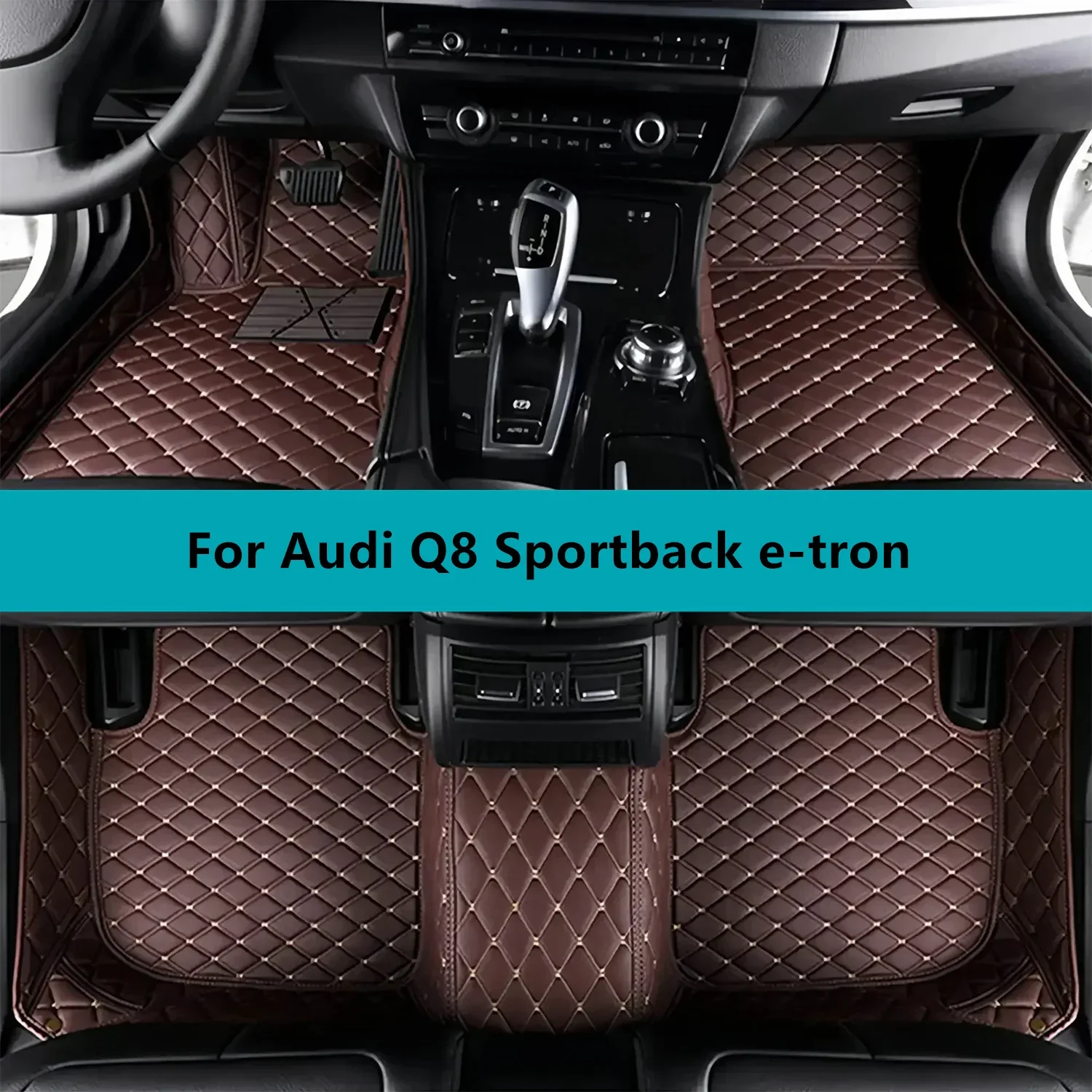 Full Set Custom Car Floor Mats For Audi Q8 Sportback e-tron 2023 2024 2025 2026 Leather All Weather Waterproof Car Floor Mats