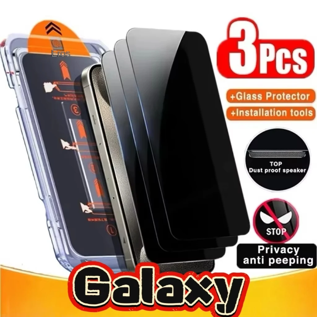 Anti Peep 1/3 Pack Dust Free Bubble Free Tempered Glass For Samsung A57 A56 A55 A36 A35 A26 A24 A17 A16 A15 A71 A72 A73 A54 A54