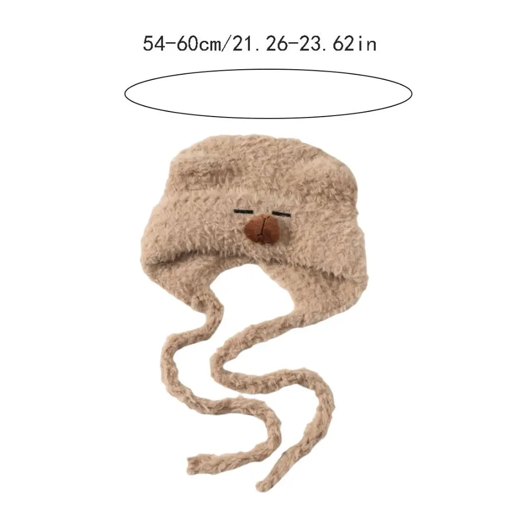 Cappello pullover capibara dolce cartone animato Cappello elastico con orecchie di animali Kawaii Cappello berretto caldo tinta unita addensato per ragazze