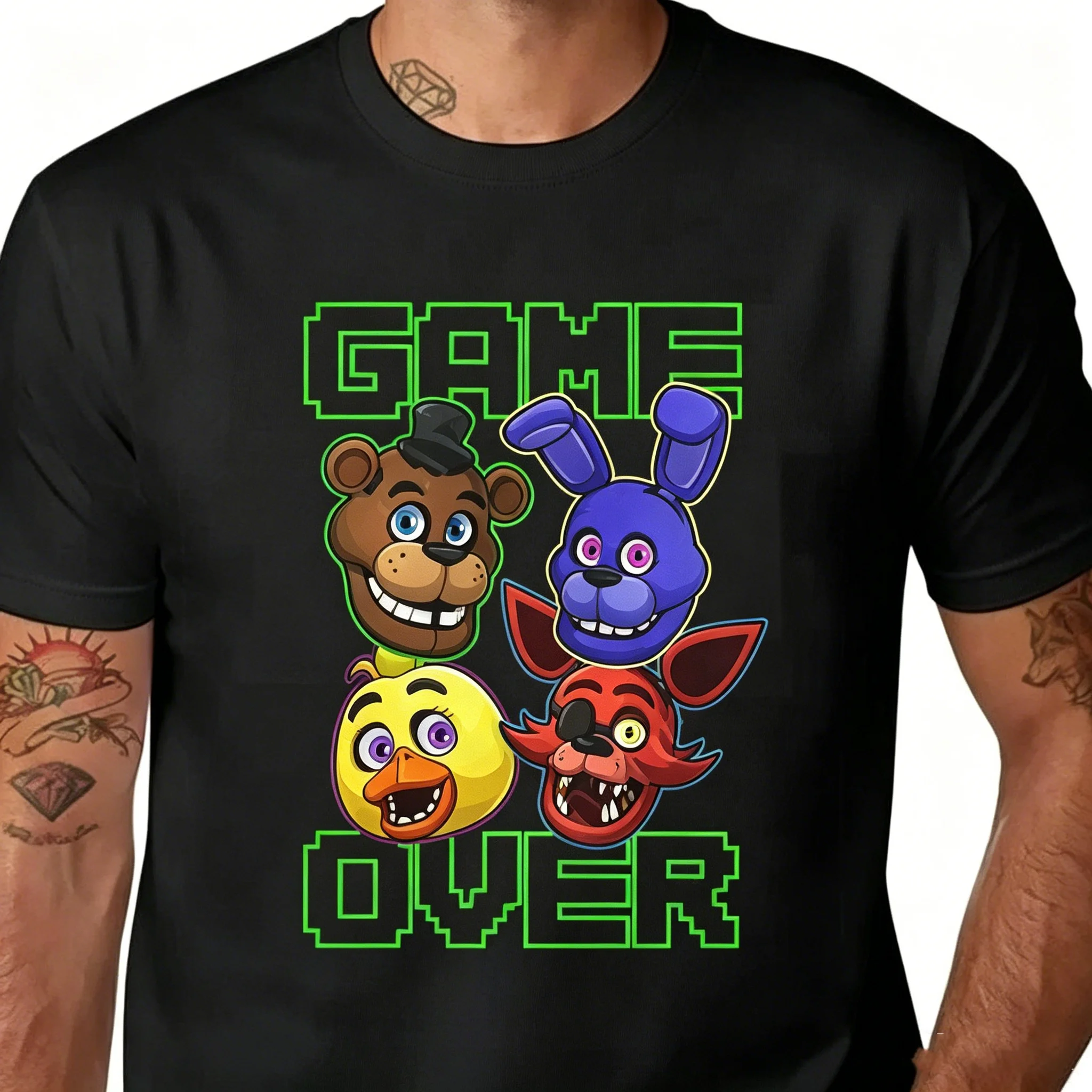 Fnaf 2 Animatronics Unisex T Shirt Cool Tee Street Fashion  Modal Casual Black White Short Sleeve