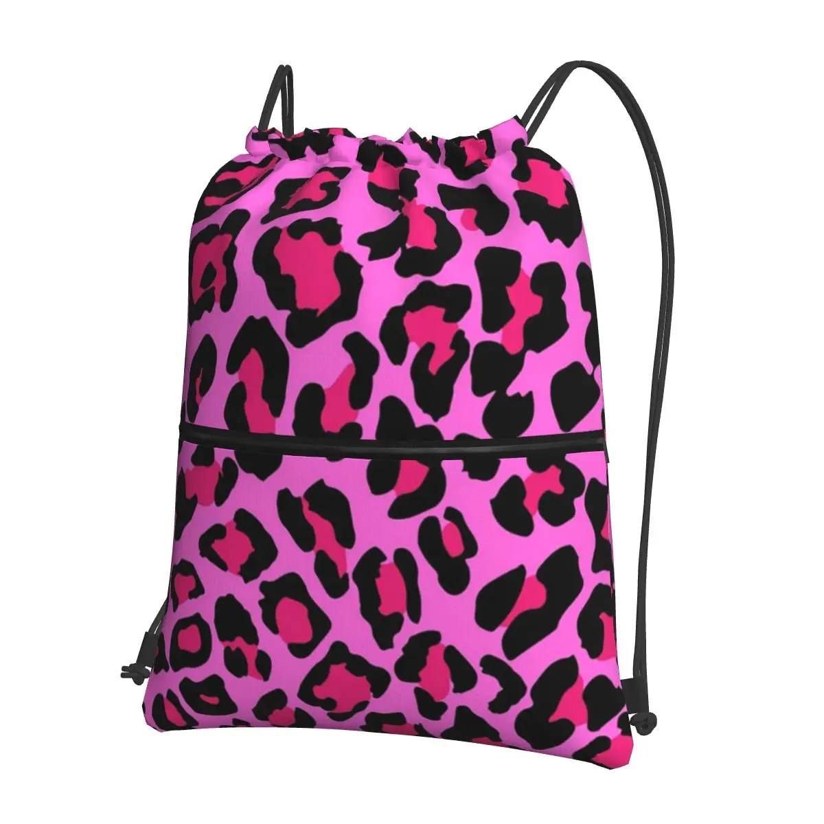 

Ярко-розовые рюкзаки с леопардовым принтом, модные портативные сумки на шнурке, карманная сумка для хранения, сумки для книг для путешествий, школы