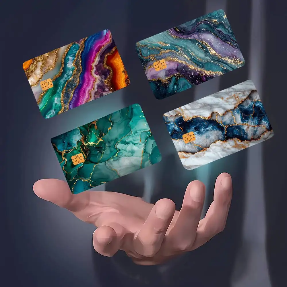 Glamorous Marble Texture Perfect Gift Idea Merch Layout Cover Credit Card Stickers Distinctive Design