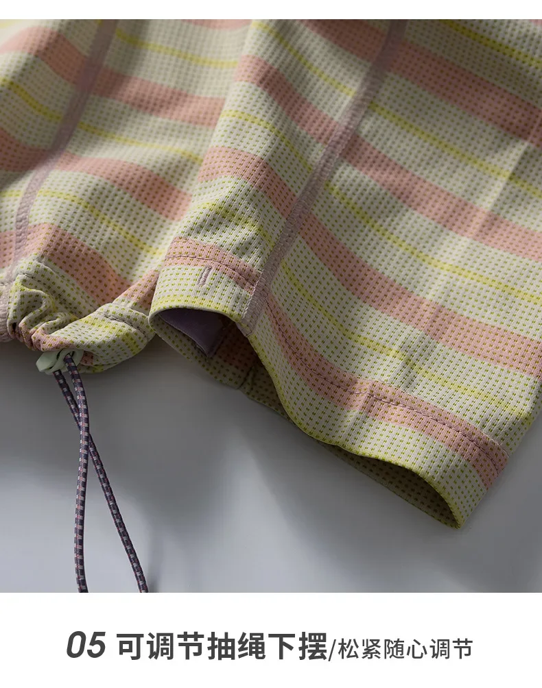 Unisex Gestreiftes Langarm-T-Shirt – UPF50+ Sonnenschutz & Schnelltrocknend mit Kontrastfarbener Reißverschlusstasche für Outdoor- & Freizeitkleidung – Detail 20