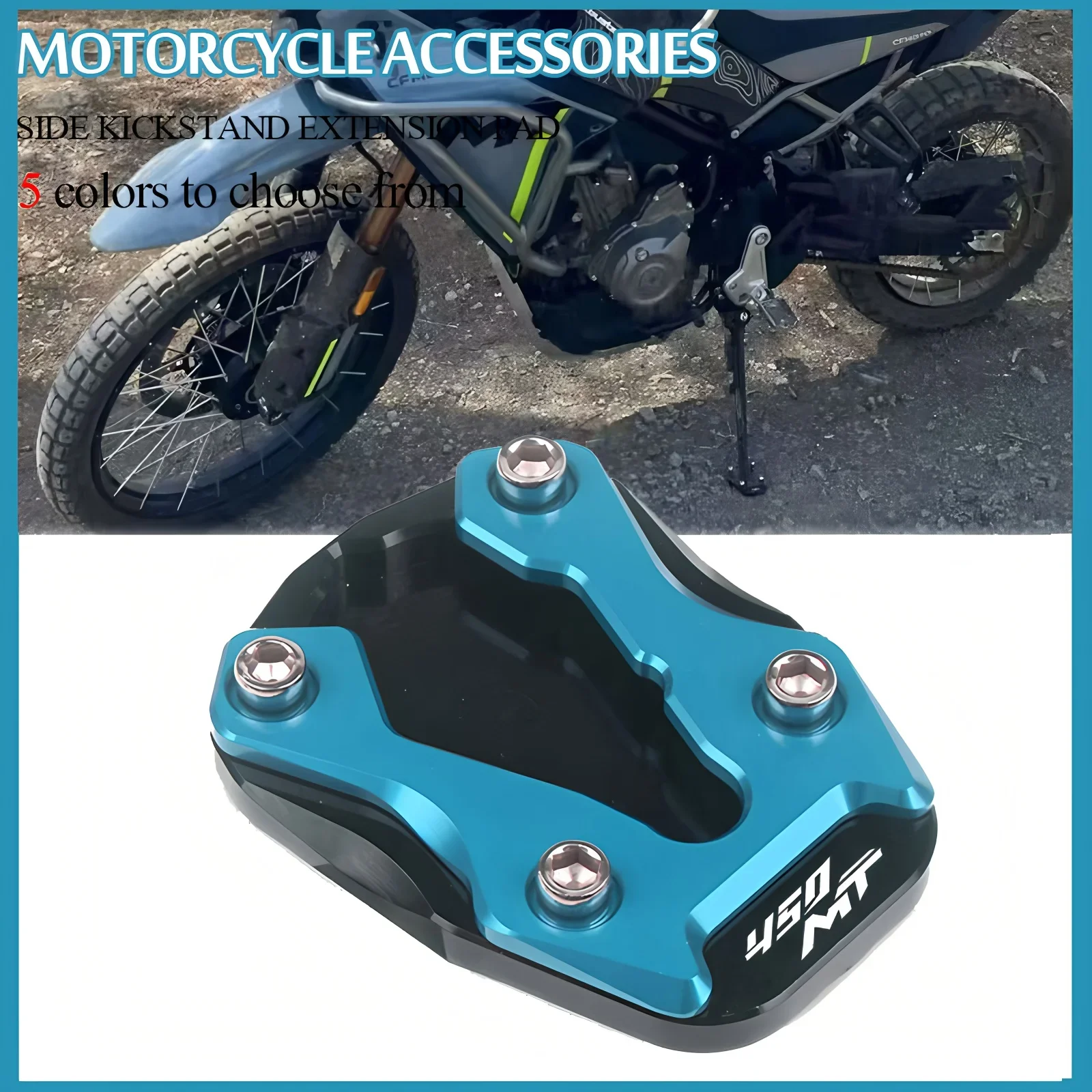 

Motorcycle CNC Kickstand Extension Foot Side Stand Enlarge Plate Pad Fit For CFMOTO 450MT 450 MT 2024 2025 Accessories
