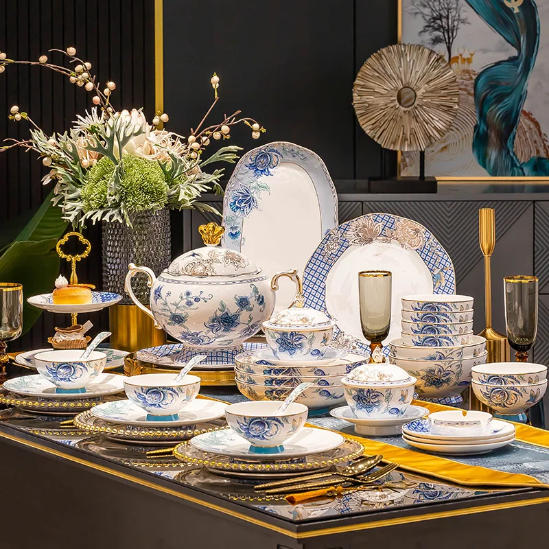 

Hxl dinnerware set - premium bone china tableware for home use