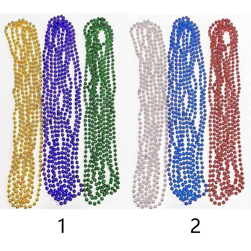 12pcs Round Metallic Colors, St. Patrick\'s Day Beaded Mardi Gras Beads Necklace Costume Necklace Accessory