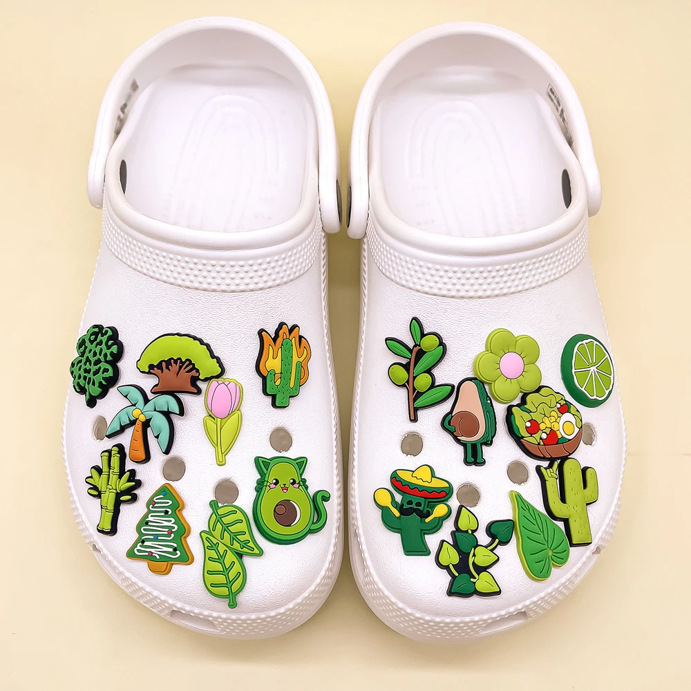 1/30pcs Naturual Green Plants Shoe Charms for Women Girls Kids Pins Accessories Cactus Flower Lemon Shoe Decorations Gift Buckle