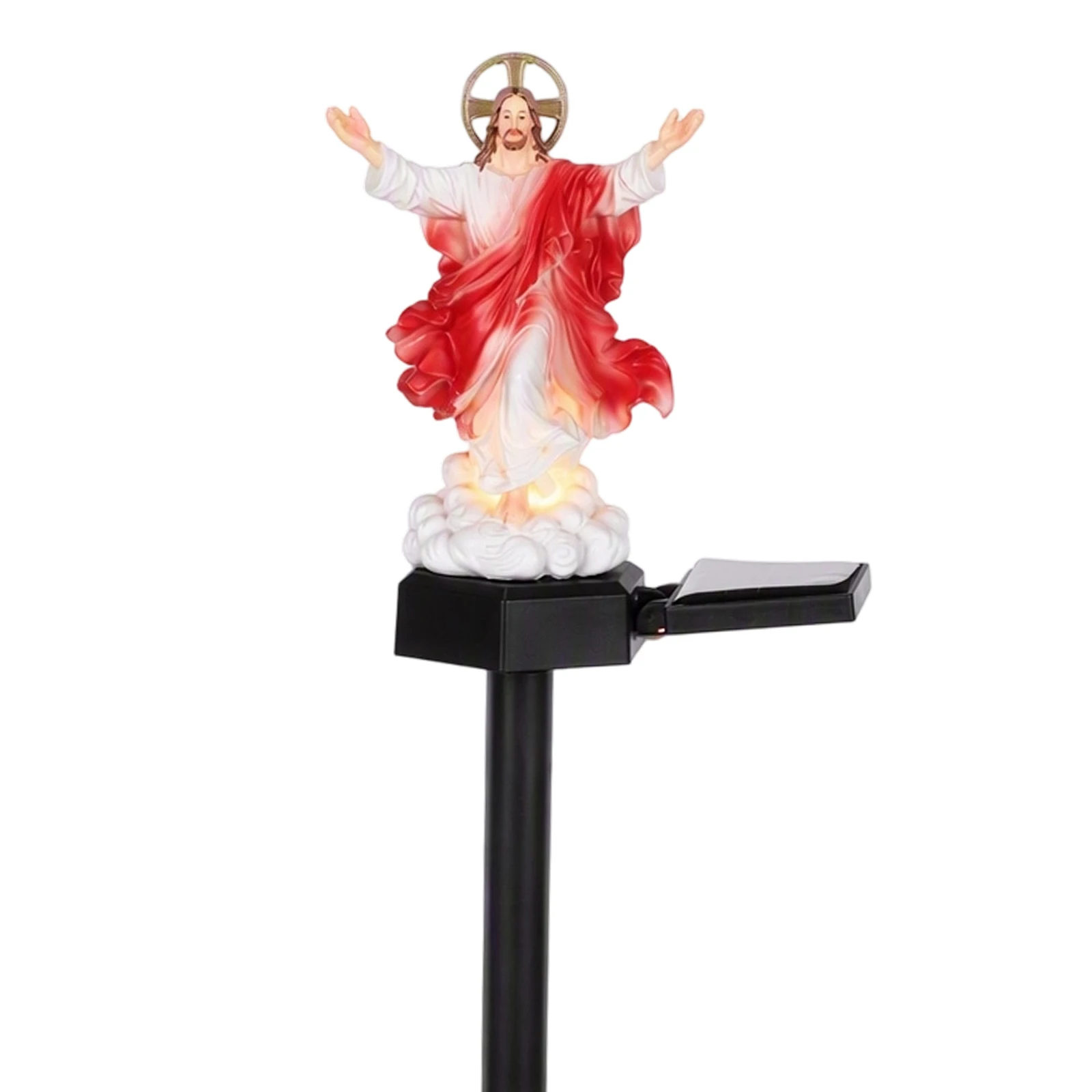 Solar-Powered Lighted Jesus Figurine with Glowing Night Lamp & Versatile Blessed Sculpture for Garden Patio Lawn Decoration view 6